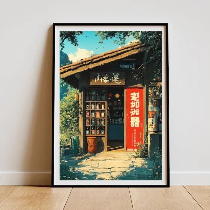Toile imprimée rétro apanaise pour café, affiches d'art murales de Style animé pour salon moderne, c