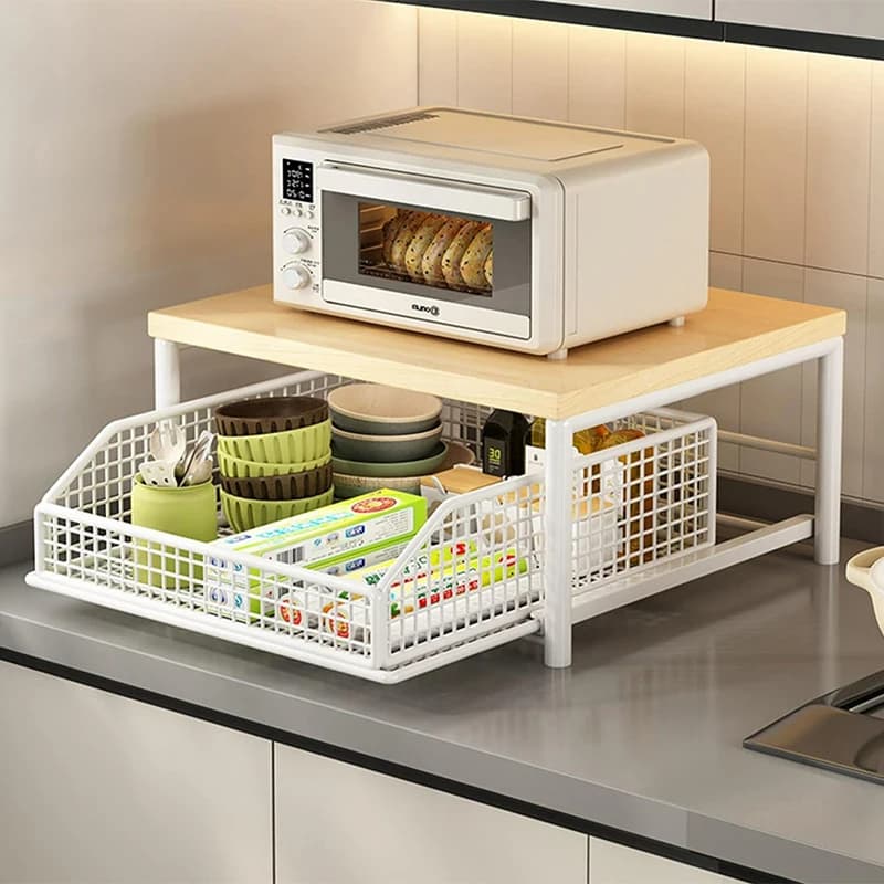 Organisateur de comptoir de cuisine – Étagère multi-usage pour micro-ondes, épices, machine à café e