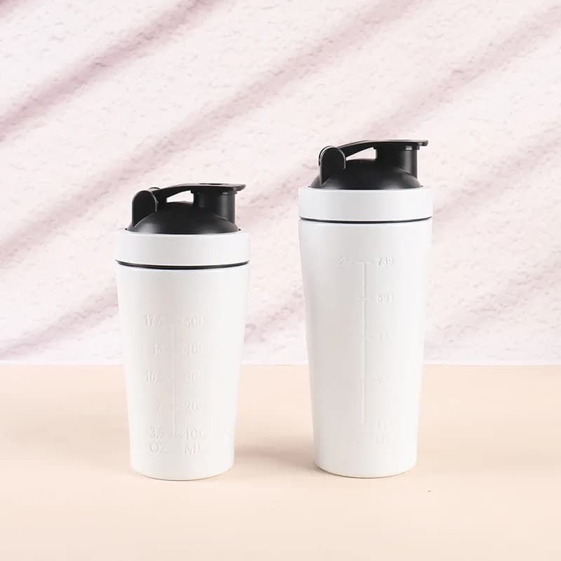 Bouteille Shaker de poudre de protéines en acier inoxydable, 500ML/750ML, avec boule en acier et éch