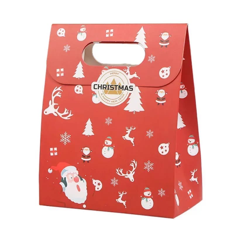 Sac cadeau de noël avec poignée, 10 pièces, boîtes d'emballage de bonbons, biscuits au nougat, fourn