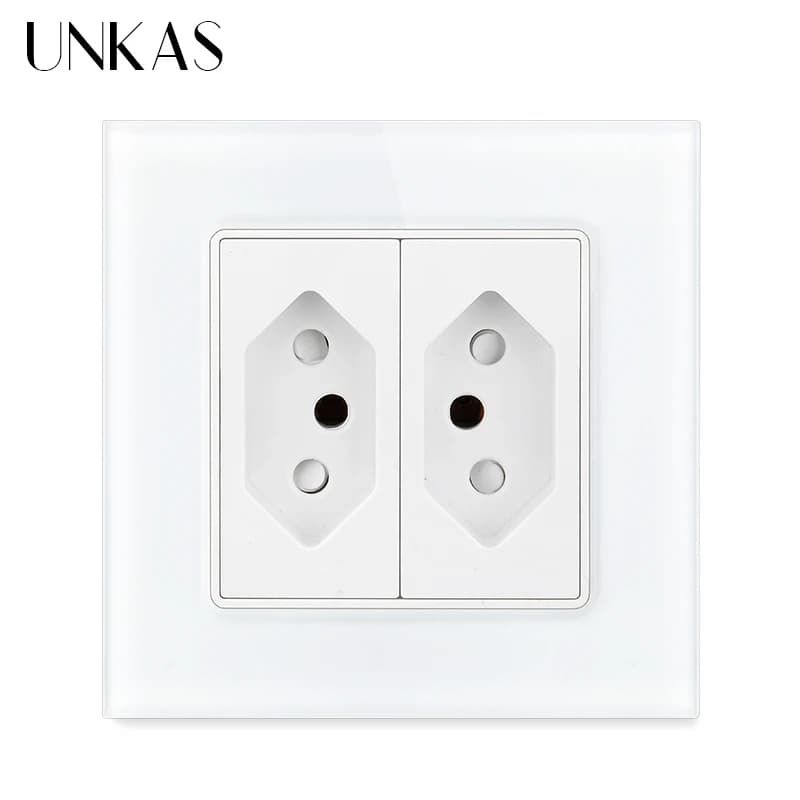 Prise murale standard brésilienne 86mm*86mm avec panneau en verre cristal noir, AC 110V~250V, 20A, p