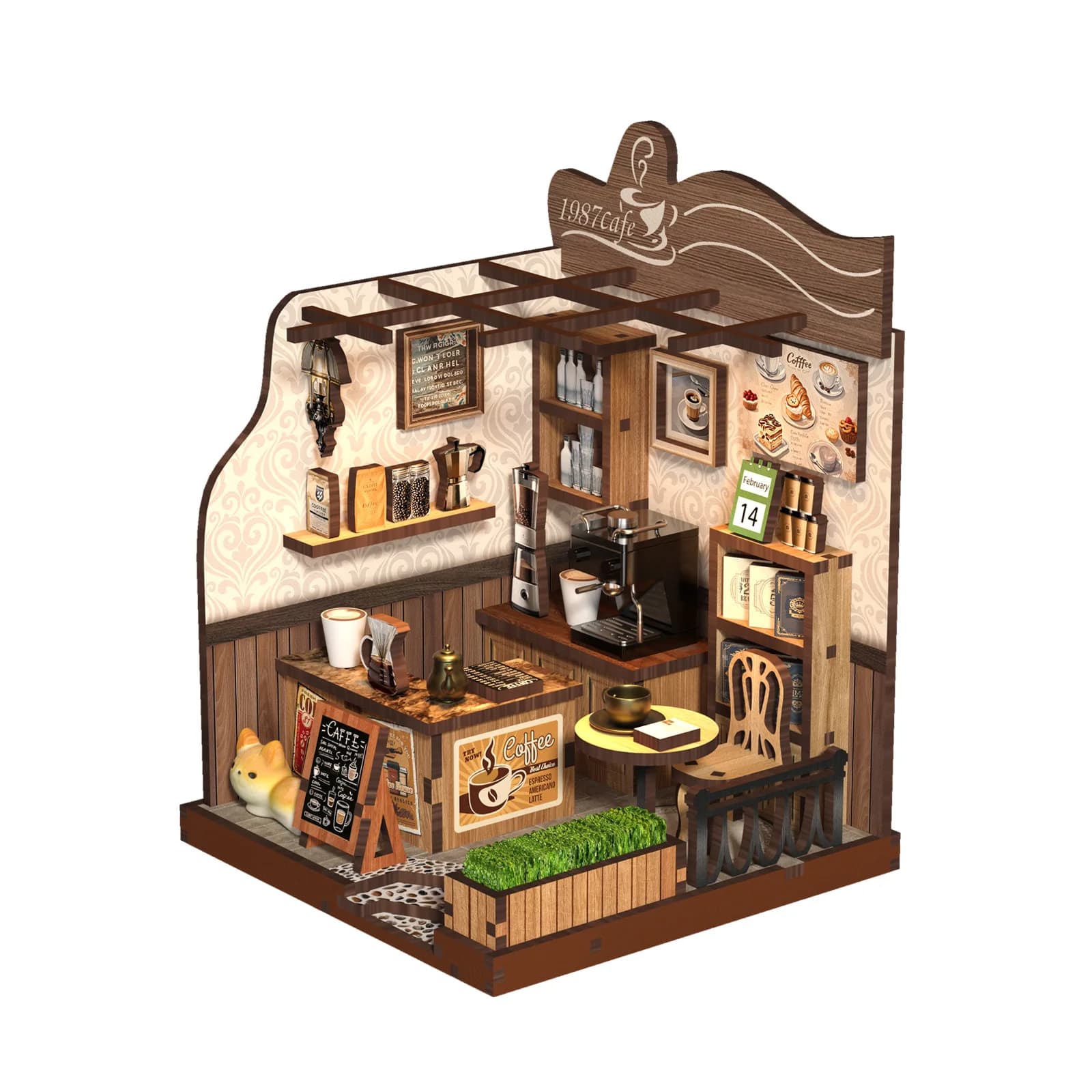 Ensemble de maison de poupée miniature en forme de café, jouets faits à la main, modèle d'assemblage