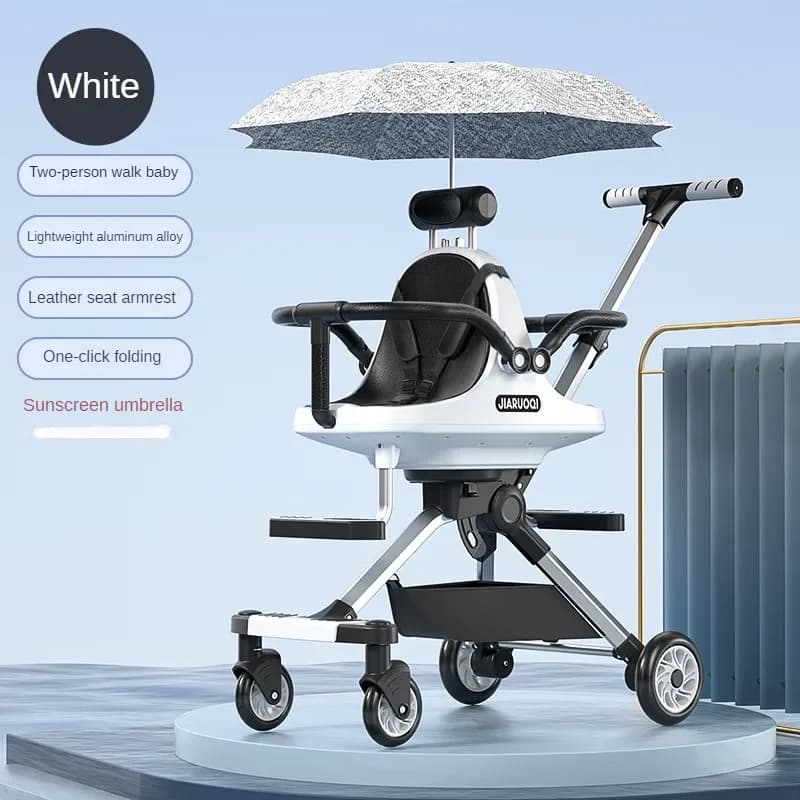 Poussette double pliable et portable pour bébé, poussette légère avec parasol pour deux enfants