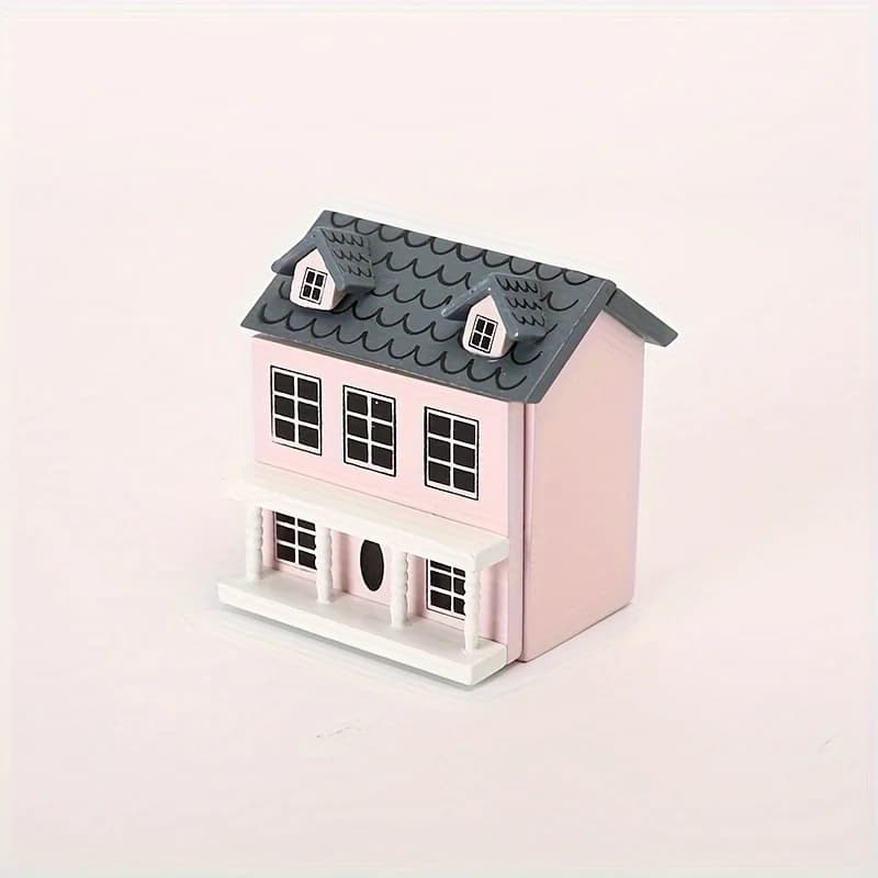 Mini meubles rose bleu mur gris haut mignon poche Villa petite maison Mini ensemble de meubles parfa