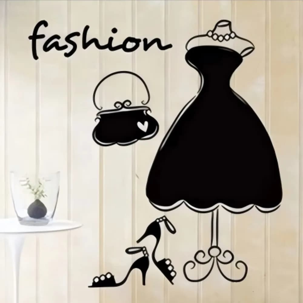 Mode vêtement Boutique magasin fenêtre décoration Shopping fille femme nom signe autocollant publici