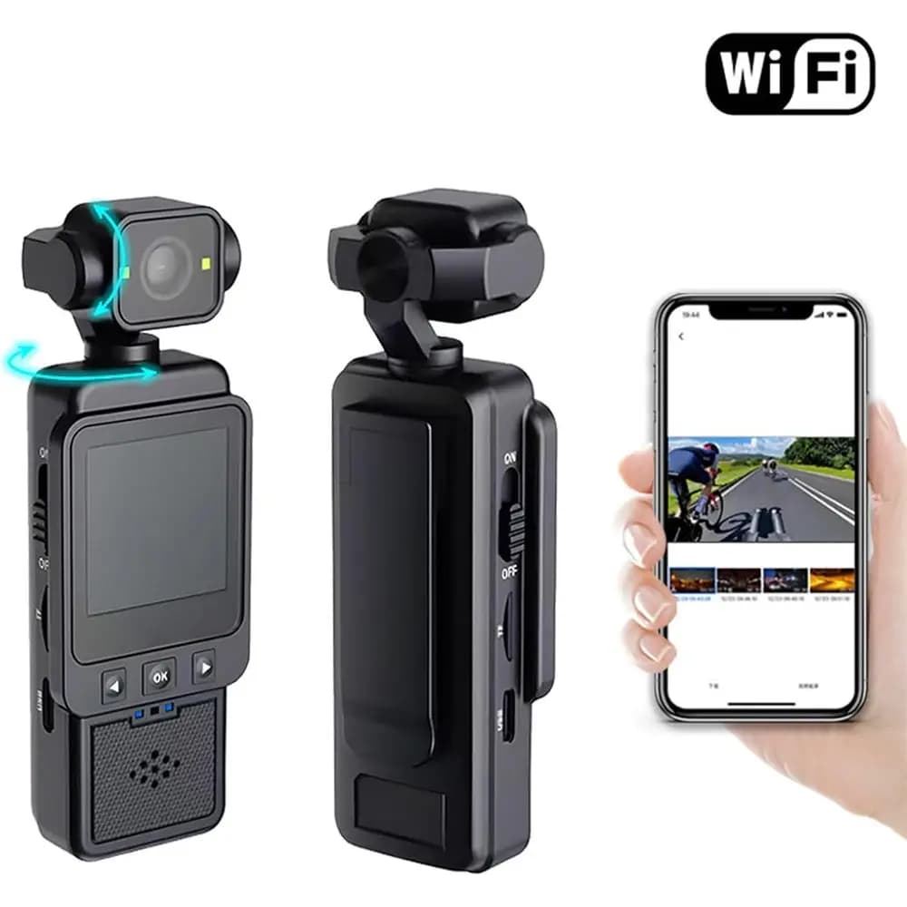 Caméra de vlogging 1080P, caméra d'action portable à stabilisation intelligente multi-axes, 360 °