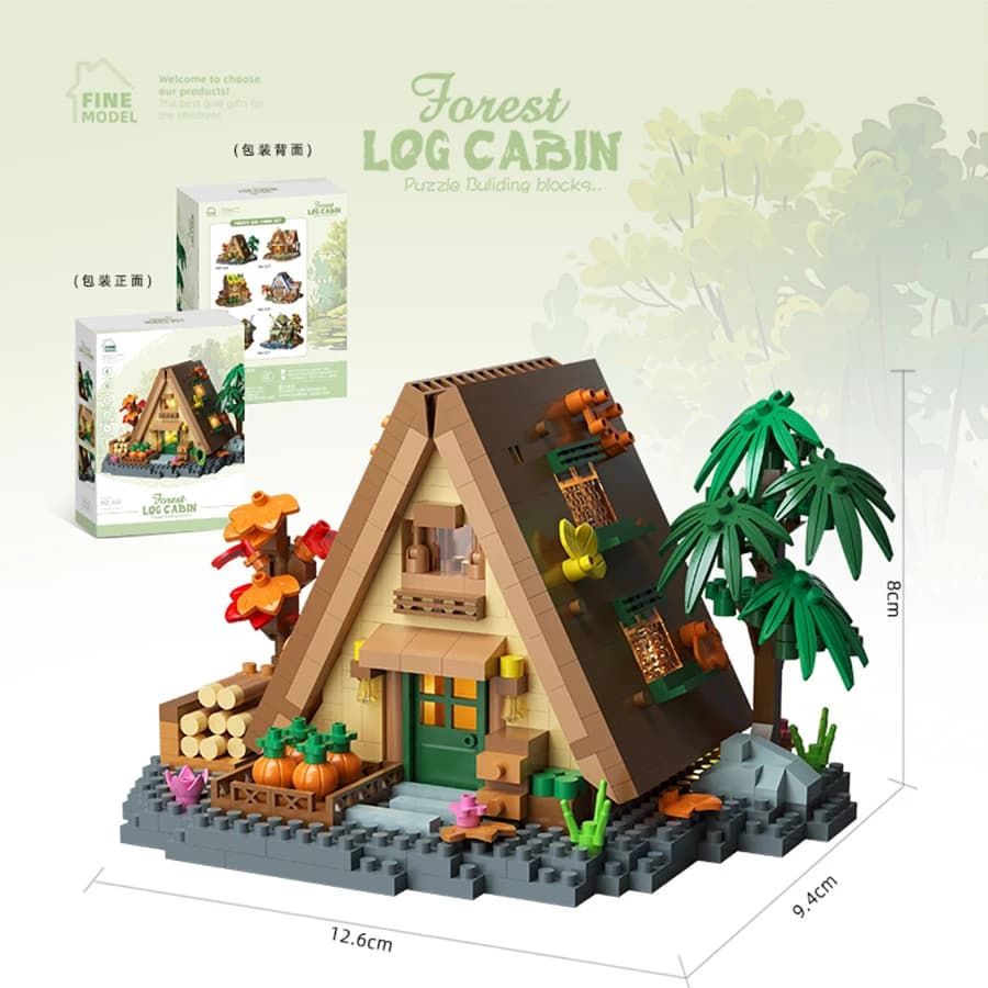 Maison en bois de forêt, modèle Architectural Miniature, blocs de construction, jouets pour enfants,