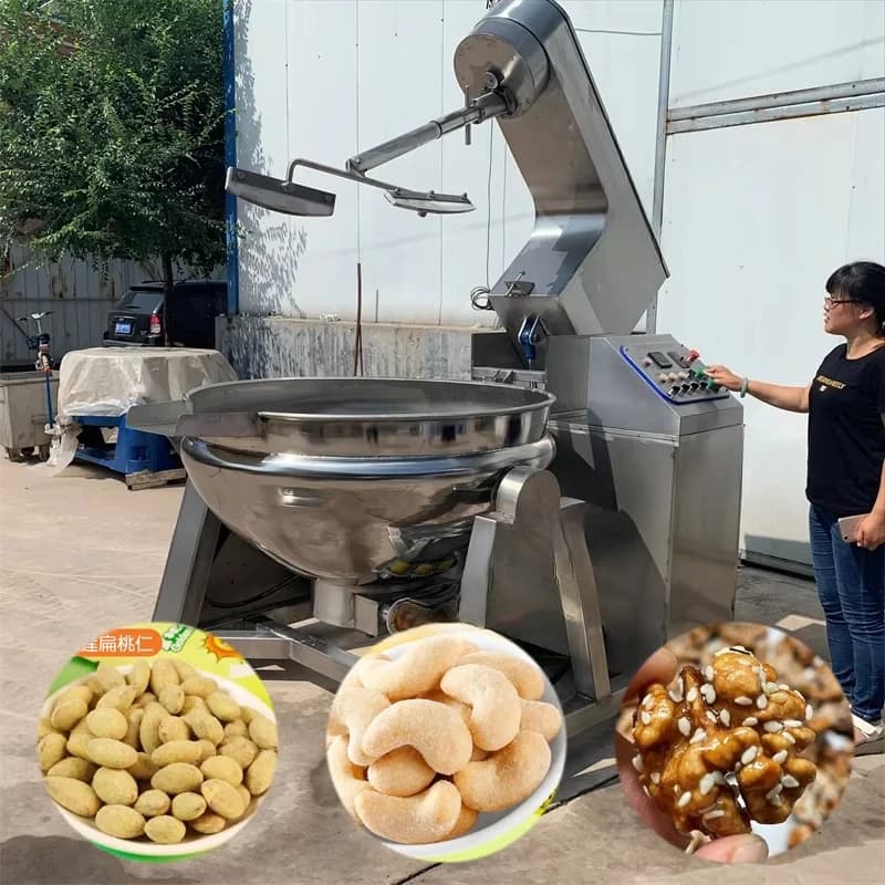 Ligne de production enduite de traitement de friture de machine de caramélisation de noix d'amande d