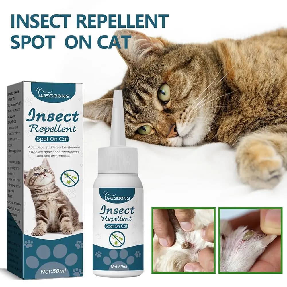 Gouttes anti-puces pour animaux de compagnie – Élimination des puces, tiques, poux, acariens chez le