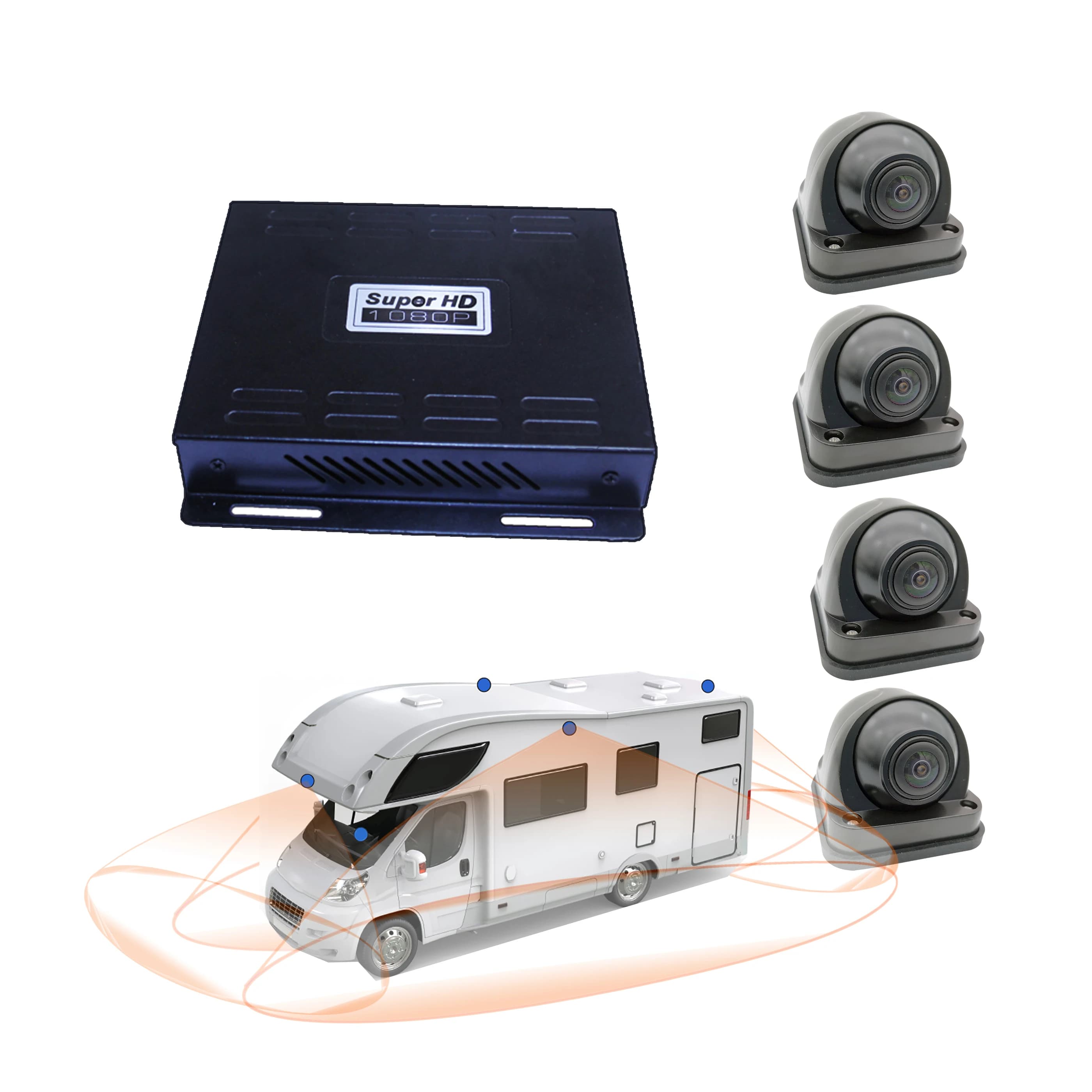 Système de caméra DVR panoramique à 360 degrés Weivision 1080P pour camion de pompiers/bus/camion/ca