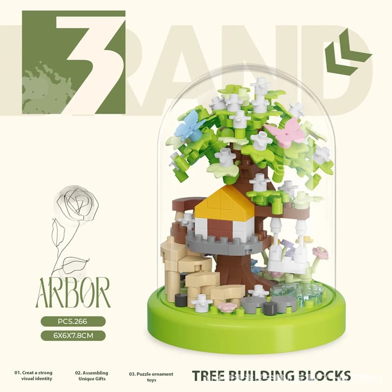 Décennie s de construction de maison d'arbre sans fleur, cadeau de la fête de Léon, bouquet, puzzle,