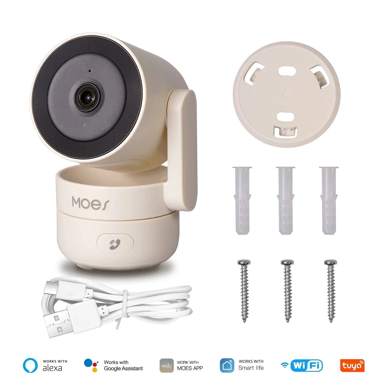 MOESTuya WiFi caméra de sécurité domestique intelligente, panoramique/inclinaison intérieure 4MP HD,