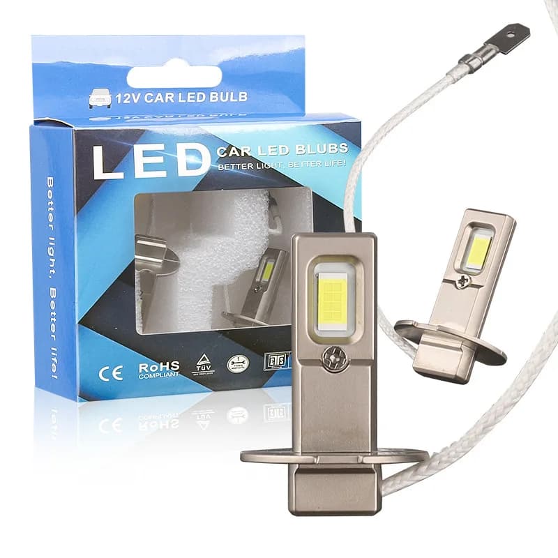Ampoule de phare LED H3, Mini 50W 2000LM CSP pour phare de voiture, lumière sans ventilateur, phares