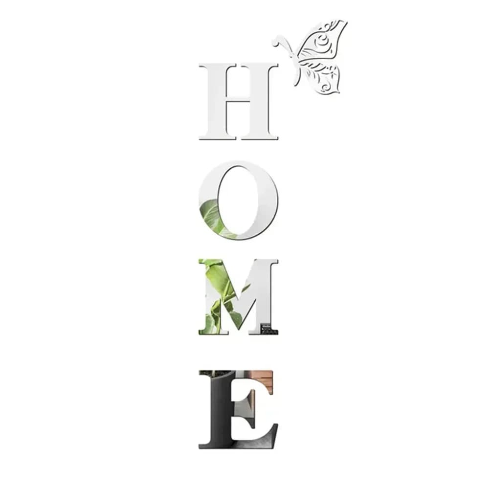 Autocollant mural miroir 3D avec Logo de maison, décoration d'entrée, décoration de la maison