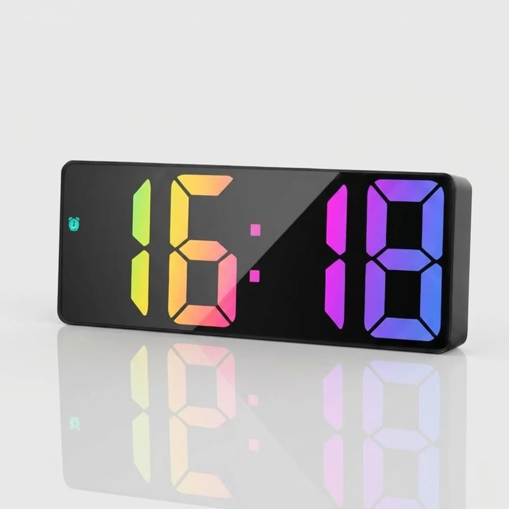 Réveil numérique coloré avec grand écran, horloge de table facile à utiliser pour la chambre, le bur