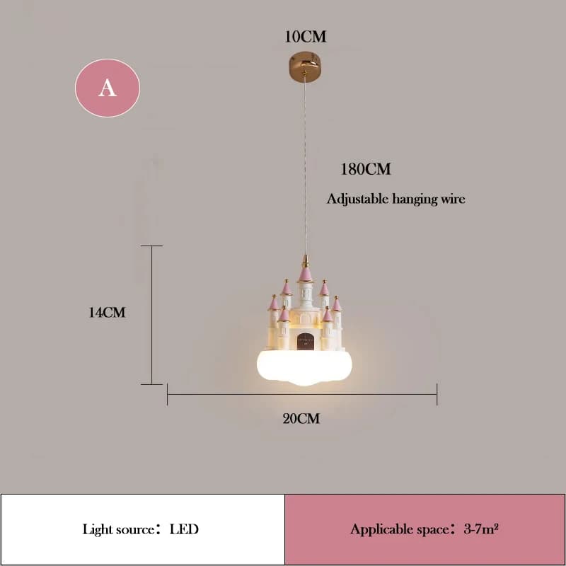 Lustres de château de chambre de princesse, lampes de chevet de chambre de fille mignonne, chambre d