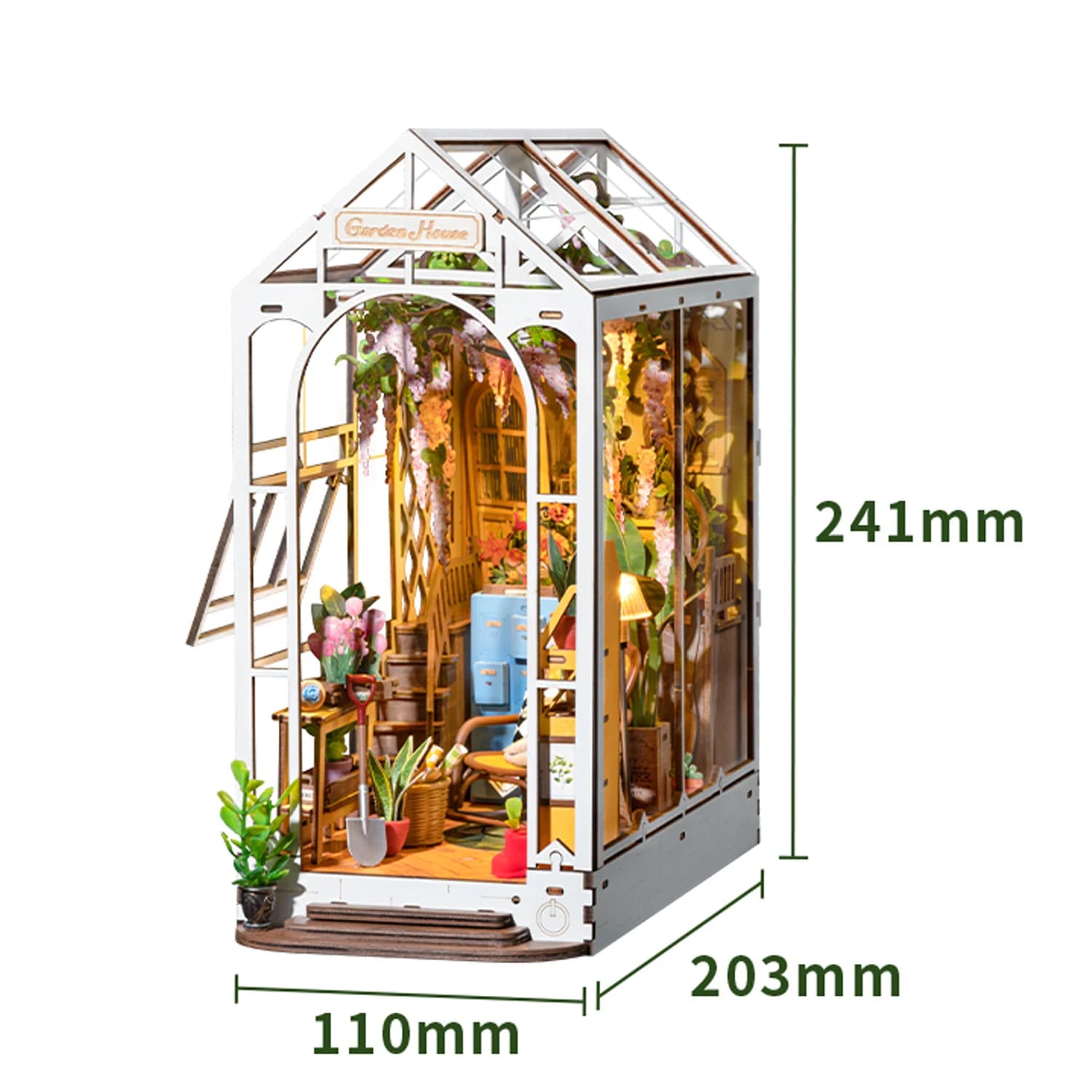 Kit de modèle de maison de poupée Rolife Gardenhouse Book Nook DIY avec éclairage LED, puzzle en boi
