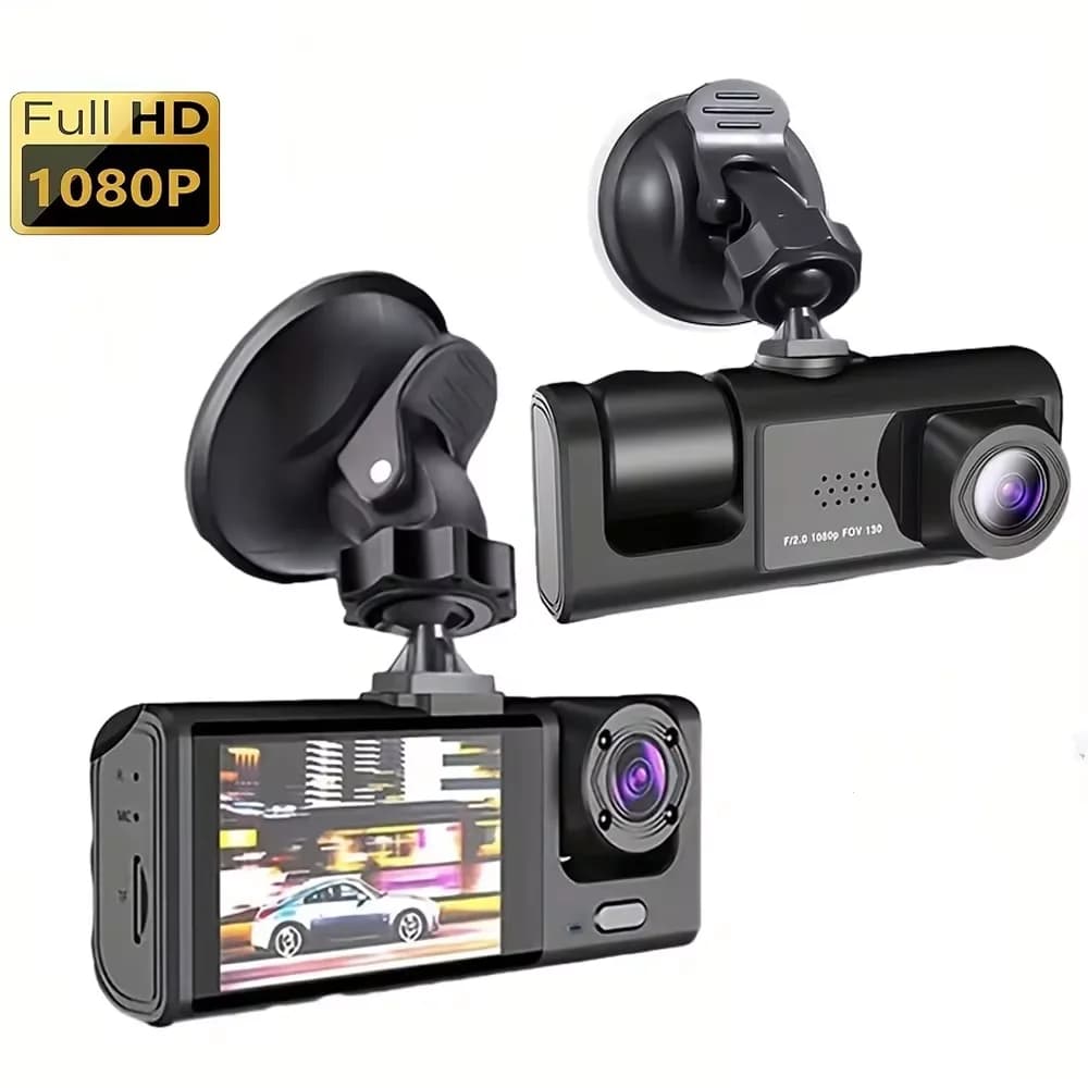 Prada-Caméra de tableau de bord de voiture à 3 canaux, DVR HD 1080P, 3 lentilles, caméra à trois voi
