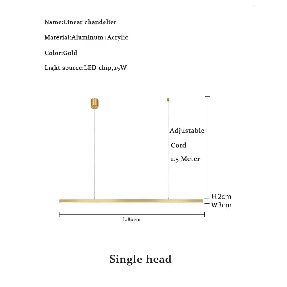 Lustre LED moderne minimaliste, éclairage suspendu linéaire pour îlot de cuisine, table à manger, sa