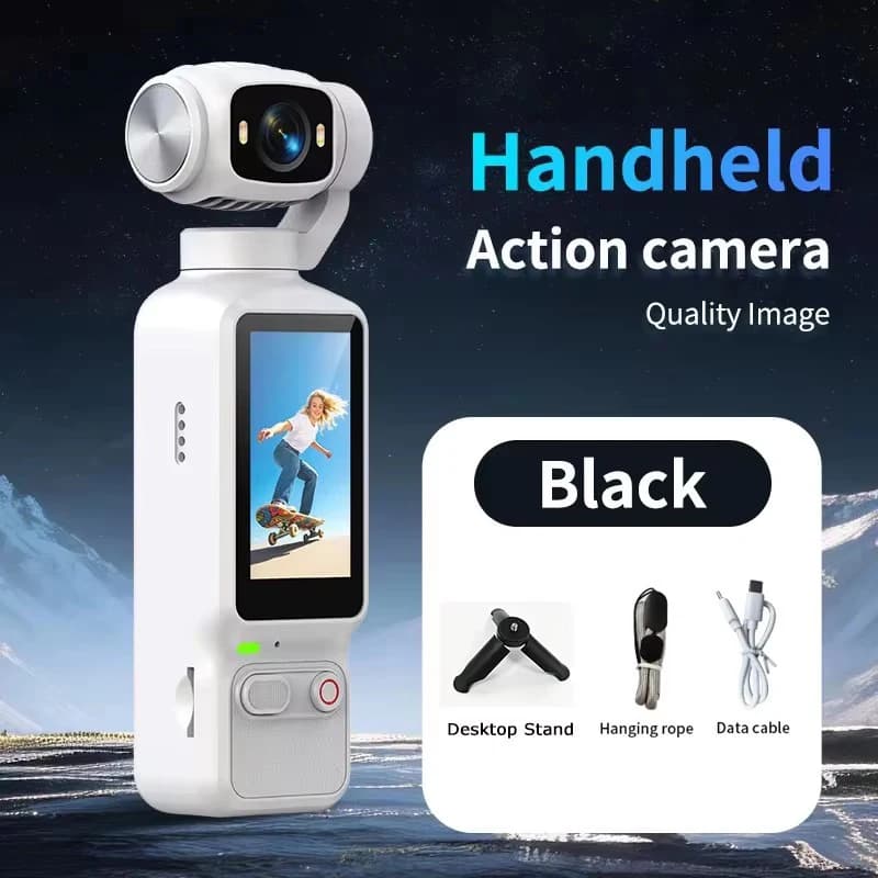 Caméra d'action portable HD 1080P avec support de bureau pour vlog YouTube, enregistrement vidéo pou