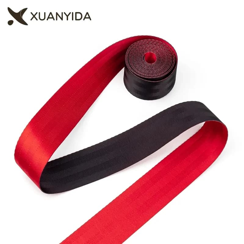 Ruban de ceinture de sécurité de voiture rouge et noir, sangle de ceinture de sécurité, polyester ha