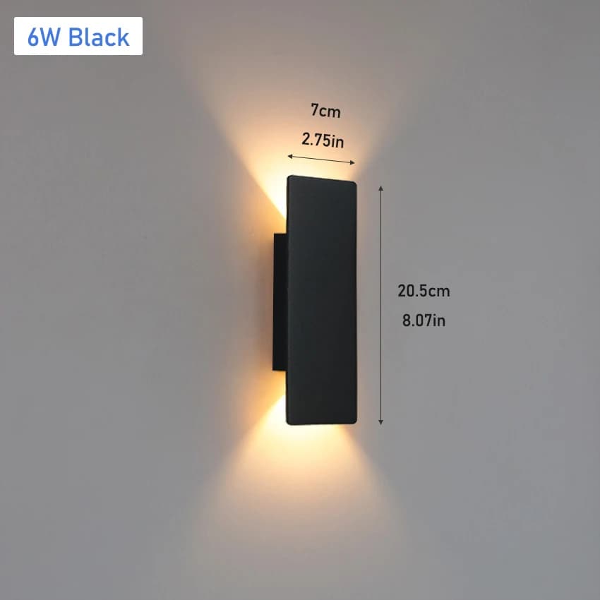 Applique murale LED extérieure IP65 étanche en aluminium haut vers le bas lumière 18W 110V/220V noir