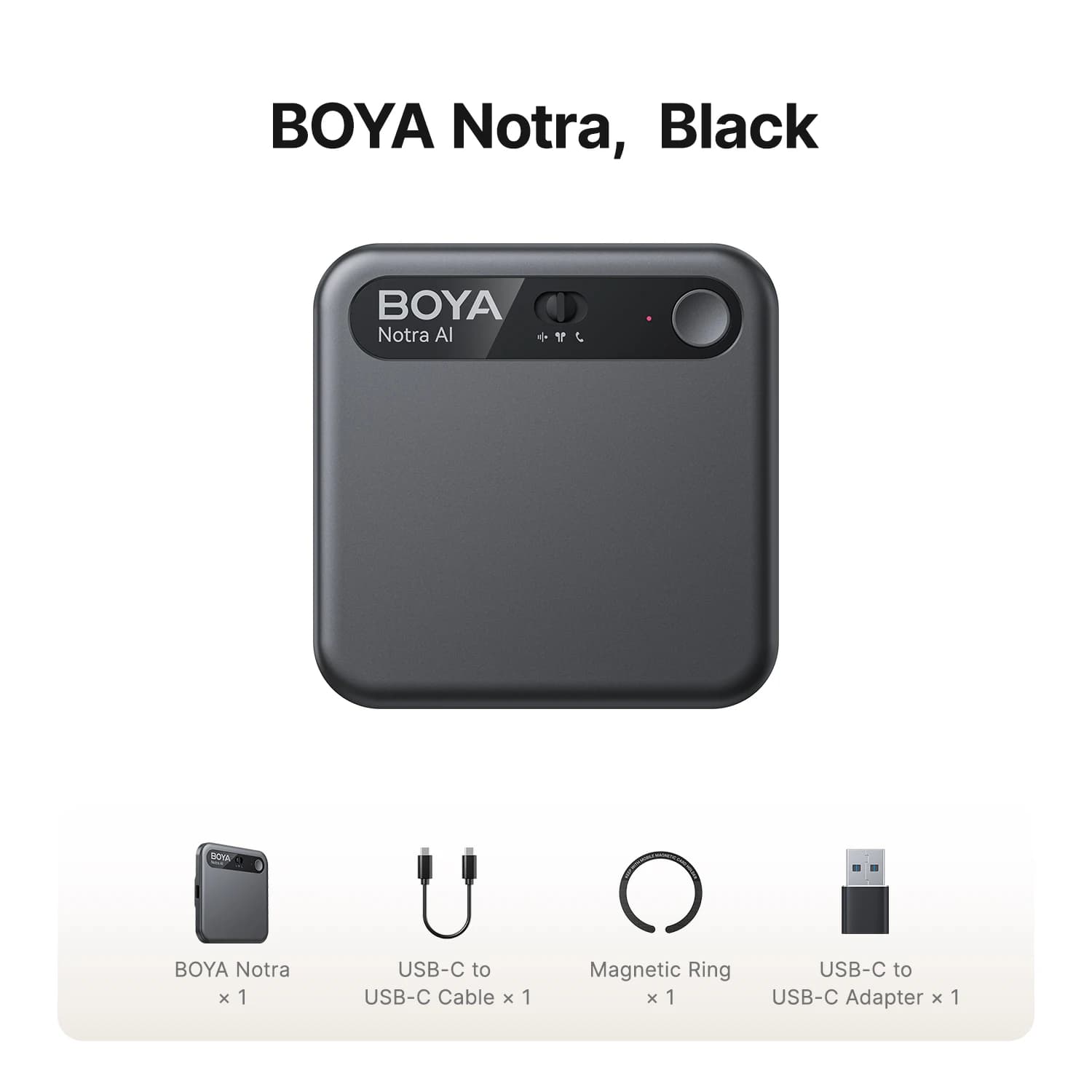 BOYA Notra Enregistreur vocal IA, transcription et résumé de plus de 140 langues, contrôle par appli