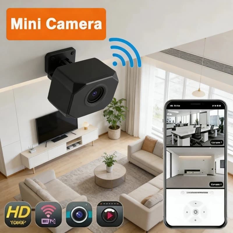 Caméra de sécurité WiFi 4K, mini caméra IP sans fil pour intérieur, surveillance à distance via appl