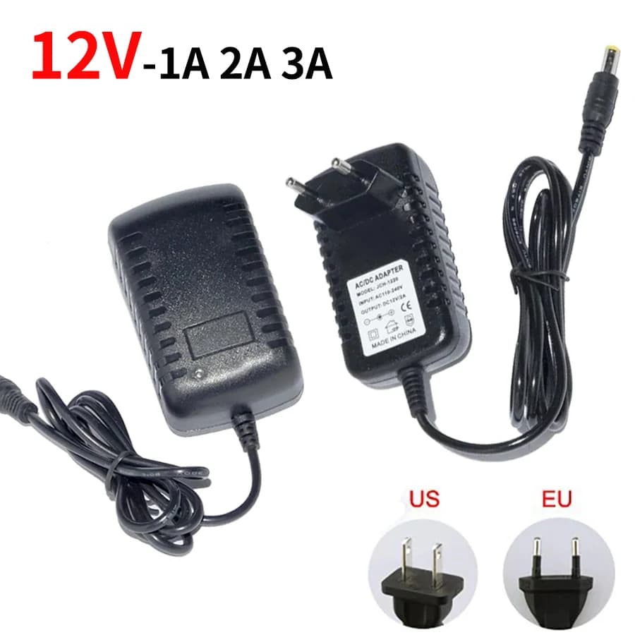 Transformateur d'alimentation 12 volts AC 110V 220V à DC 12V, adaptateur d'alimentation EU US, conve