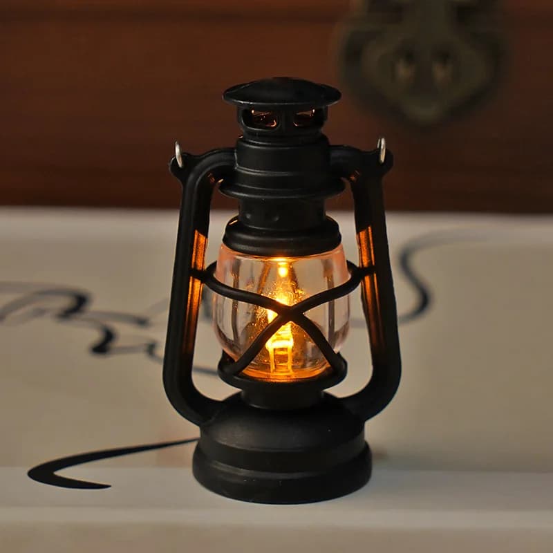 Maison de poupée Mini Led rétro brillant poney lanterne Simulation Cande lumière veilleuse poupées M