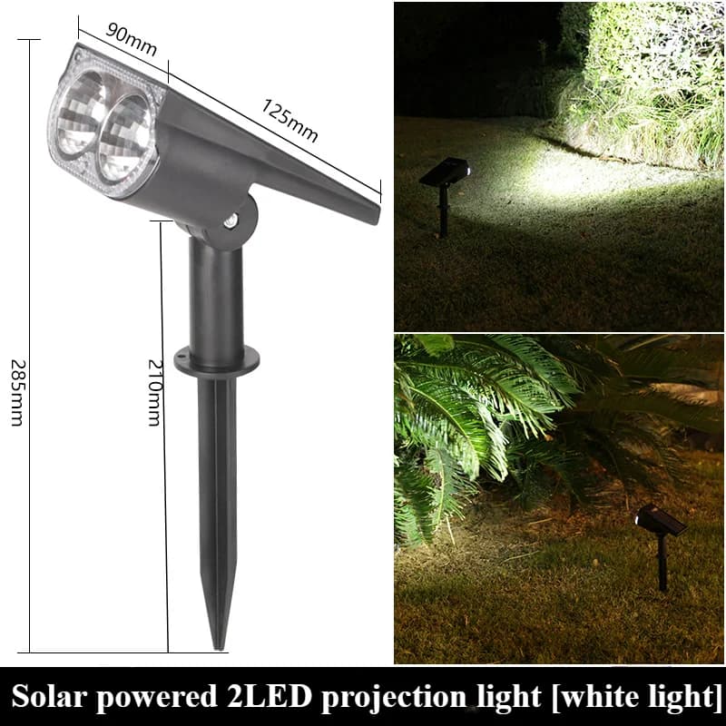 Projecteur solaire extérieur à 2led, lampe de jardin à énergie solaire, réglable dans le sol, étanch