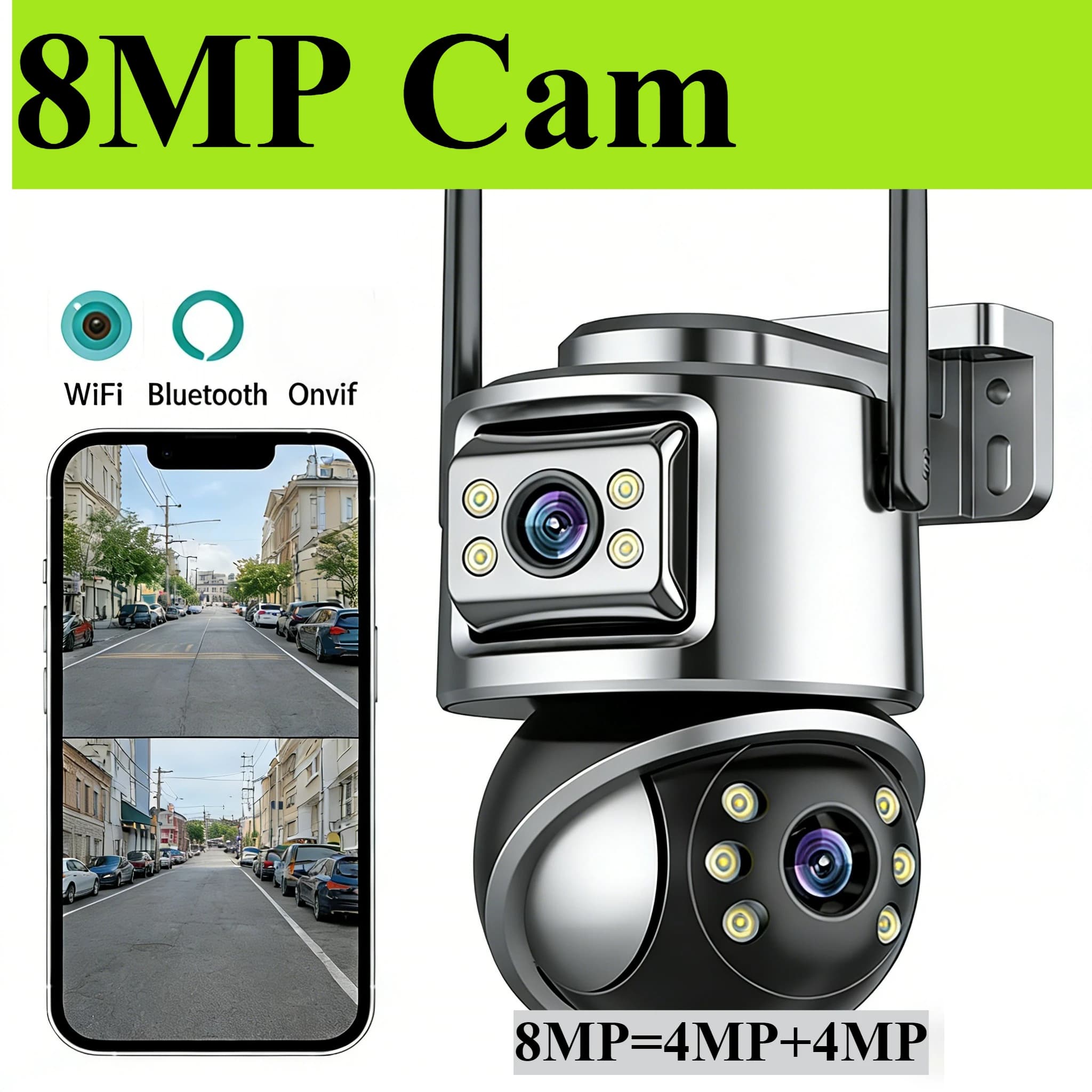 Caméra IP WiFi HD 15MP à triple écran et triple objectif ICsee, double objectif 8MP, suivi automatiq
