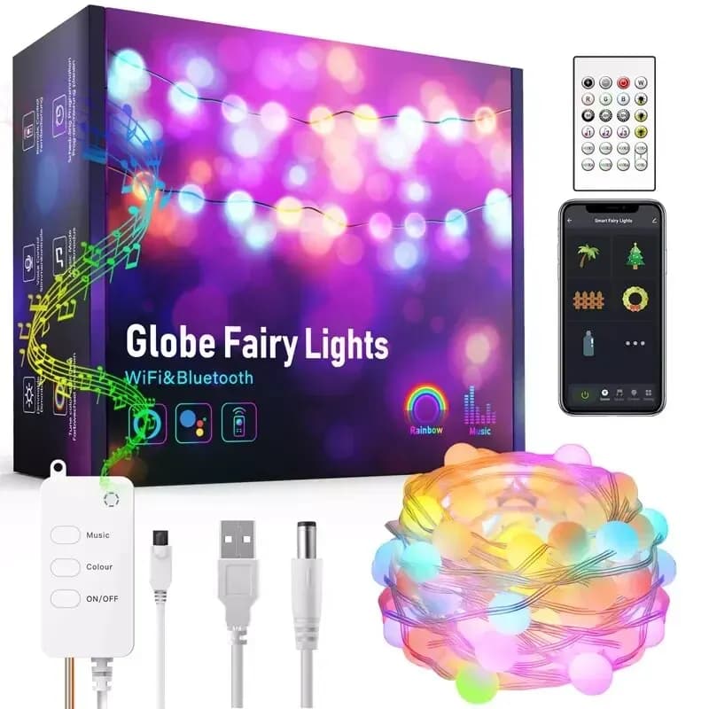 Guirxiété lumineuse LED WiFi BLE, 33 ampoules, nickel é, extérieur, guirxiété RVB, fête, jardin, déc
