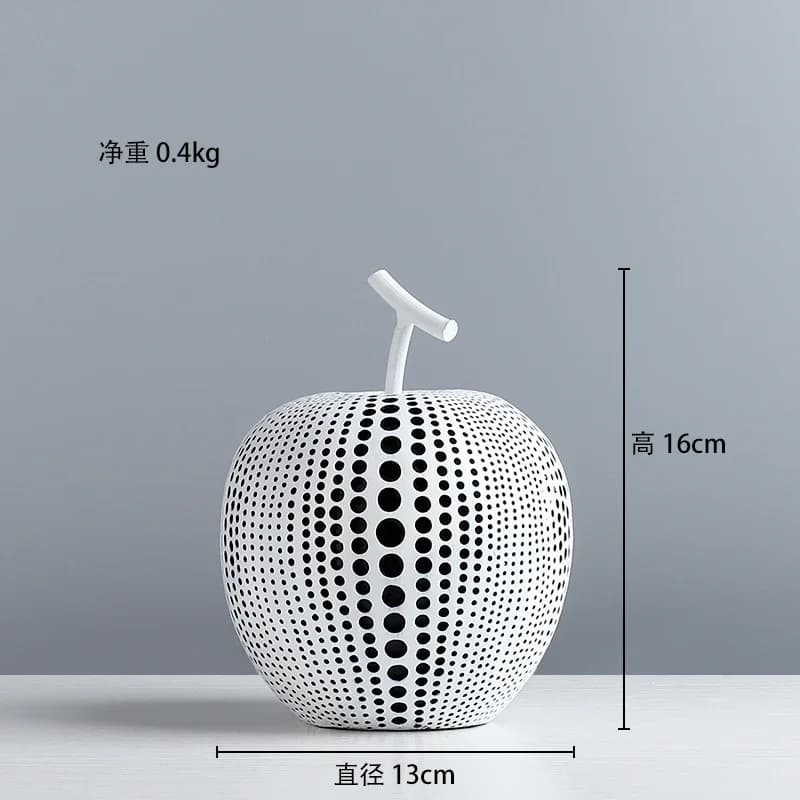 Statue de Poire de Pomme Blanche et Noire en Résine, Statue de Fruit Abstrait, Décoration de Chambre
