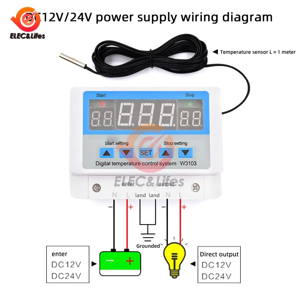 W3103 AC 220 V Thermostat numérique 30A régulateur de température interrupteur tenture murale DC 12