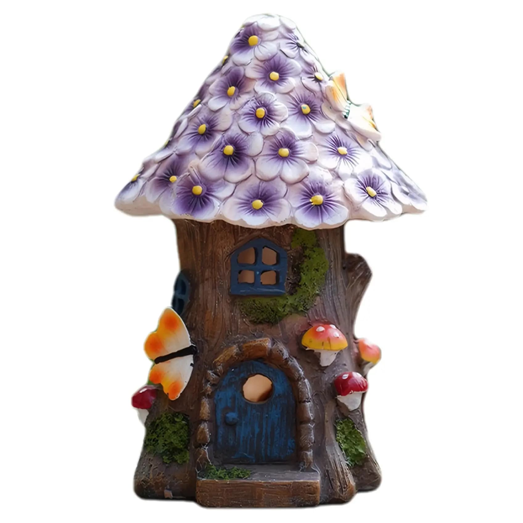 Ornement de maison de fée en résine, décor de maison, enchanteur, conte de fées solaire, Sculpture d