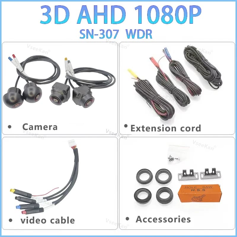 Caméra panoramique 360° pour voiture SN662/307sensor WDR 3D AHD1080P pour Android 360APP, vision noc