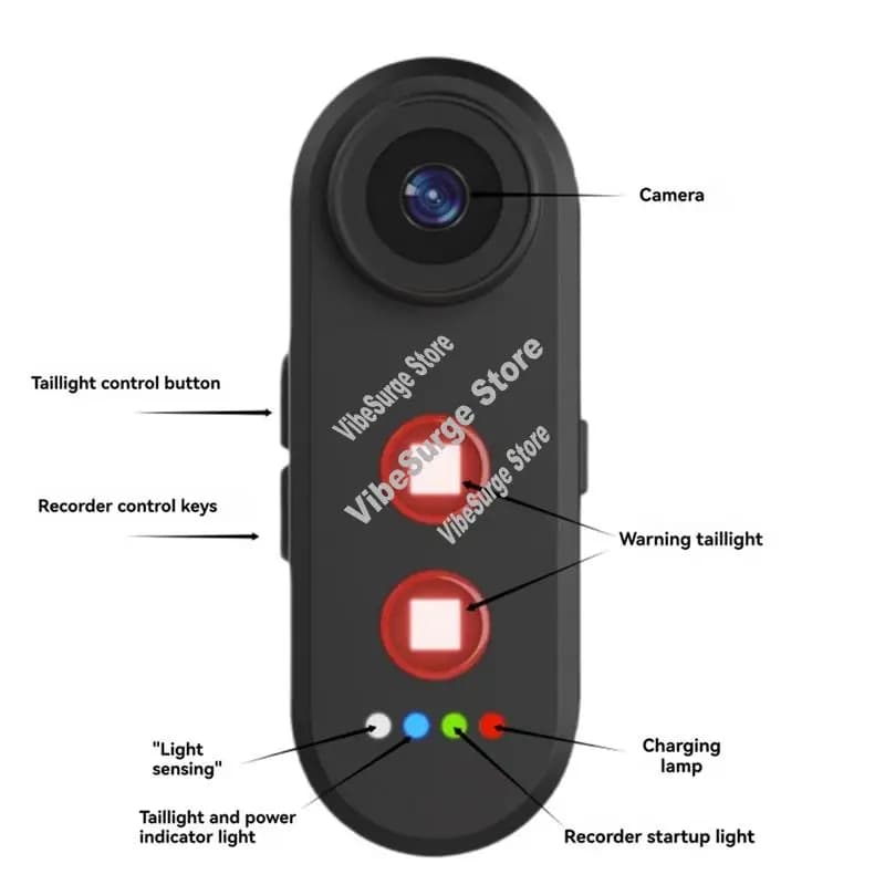 ABWY-caméra de vélo 1080P HD avec feu arrière 150 degrés grand Angle Interface de téléphone caméra d
