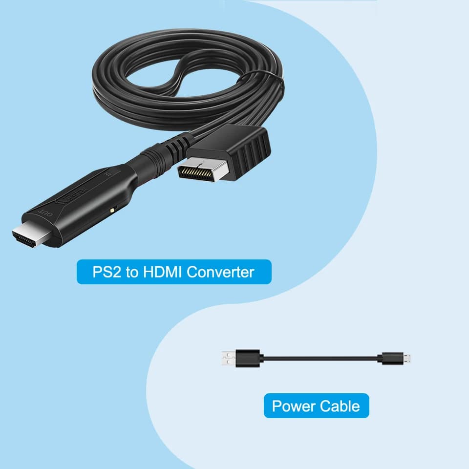Adaptateur convertisseur PS2 vers HDMI, câble PS2 vers HDMI PS2 vers HDMI prise en charge 1080P, con