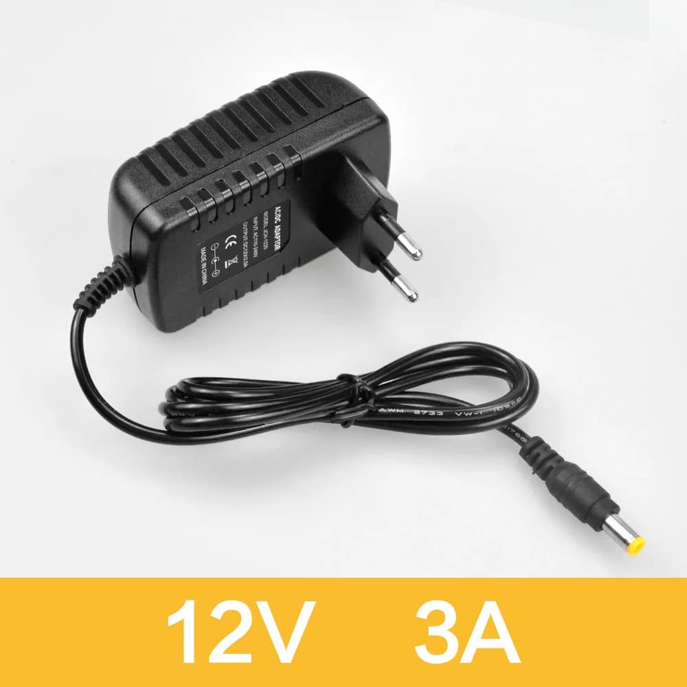 Alimentation électrique noire, 1A, 3A, 5A, Snap8A, DC 12V, adaptée pour bande lumineuse LED, caméra