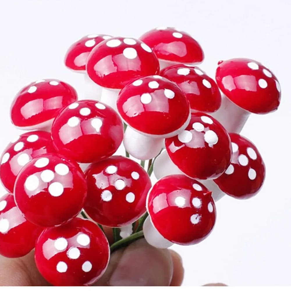 Mini champignon rouge de jardin, 50 pièces, petit pot en pot, jouet de bricolage, maison, paysage, b