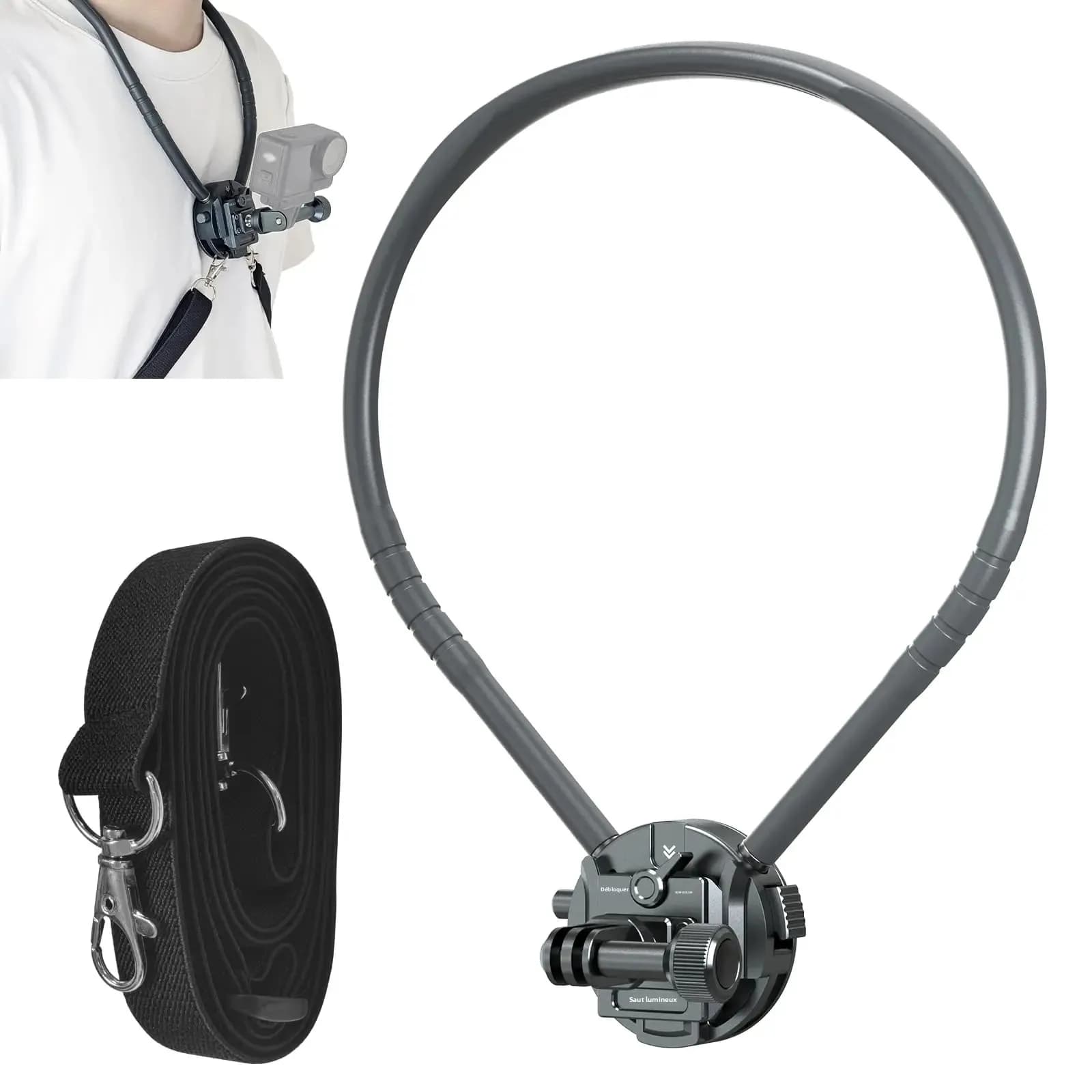 Support de cou pour caméra d'action, stabilisateur POV avec support de poitrine – Système de dégagem