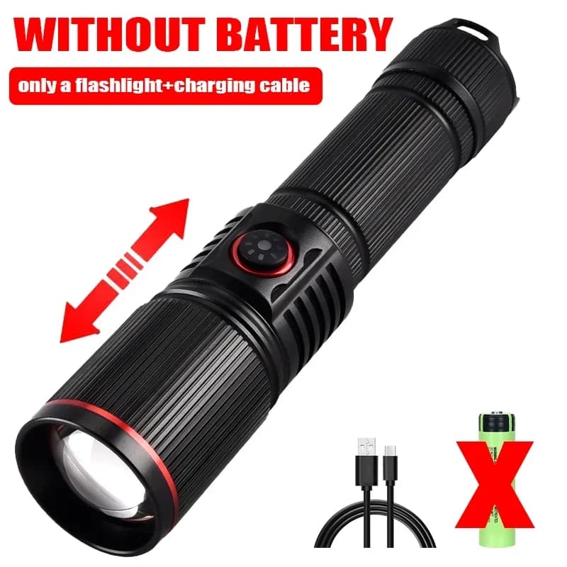 30W blanc Laser lampe de poche LED Zoom torche USB lumière Rechargeable en plein air Camping chasse