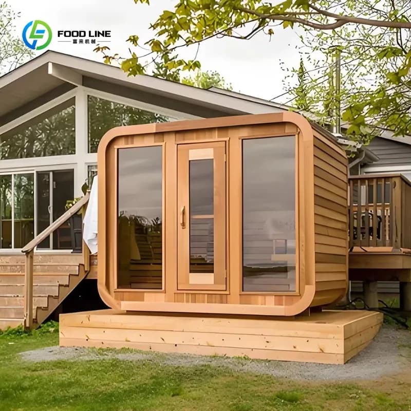 Sauna extérieur à vapeur sèche de style moderne, en bois massif, design traditionnel pour villa, mai