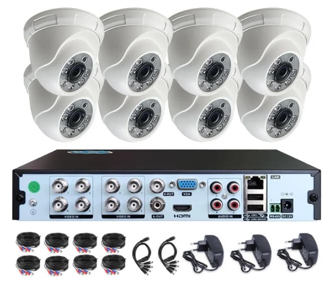 Système de sécurité domestique CCTV VMS intérieur 4ch 8ch 2MP 5MP AHD avec caméra analogique, kit DV