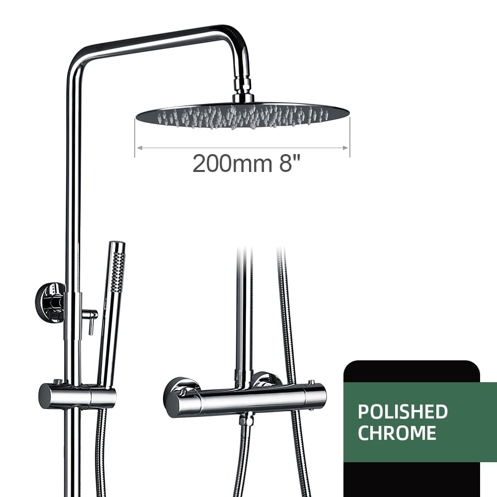 Pommeau de pluie mural, système de douche avec douche thermostatique, robinet ThermoandreHOmall, pul