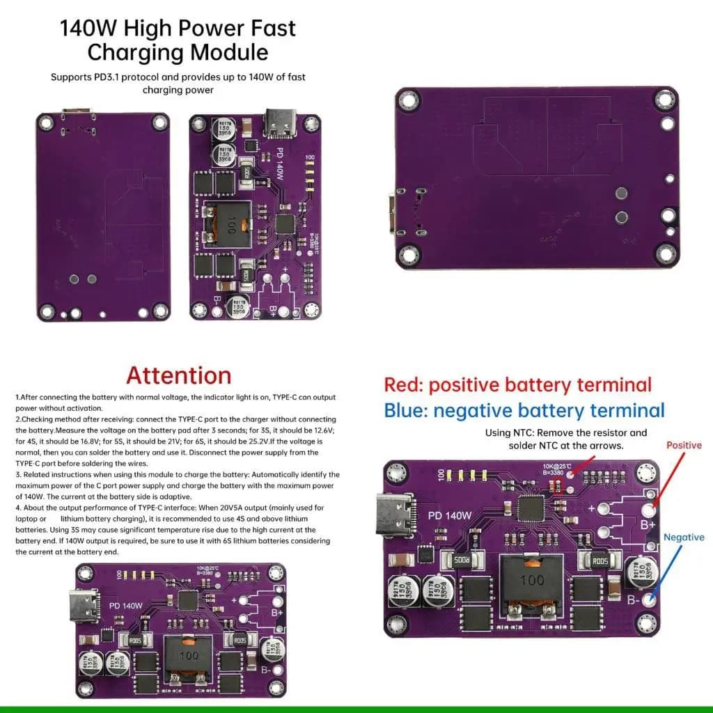 Gestion sûre batterie taille puissance des chargeurs rapides 140W d'U55C PD3.1