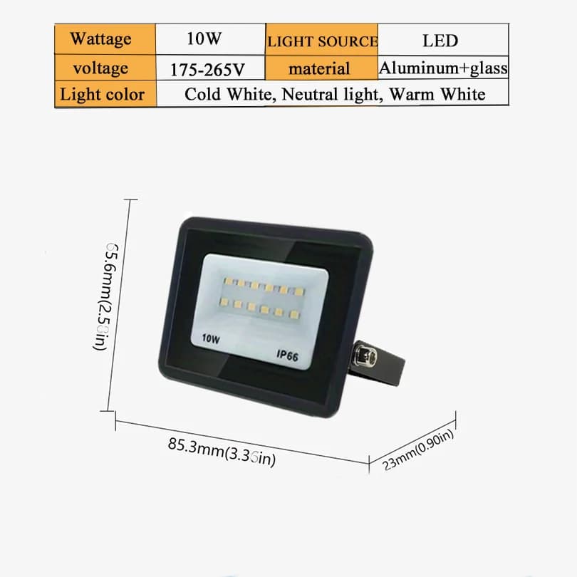 Projecteur LED projecteurs extérieurs étanche IP66 220V 10W 20W 30W 50W 100W 150W 200W 300W éclairag