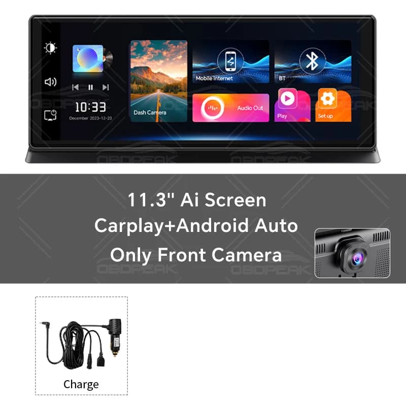 Caméra de tableau de bord sans fil pour voiture, K2 Pro, DVR 4K, Carplay, Android Auto, écran AI, en