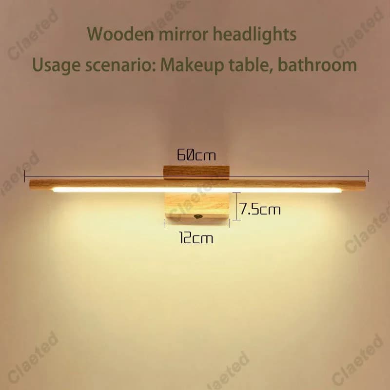 LED miroir lumière salle de bain vestiaire coiffeuse en bois massif applique murale chambre couloir
